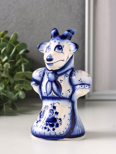 Фигурка фарфор «Коза Глаша», 14 см, гжель