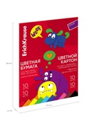 Набор цветной бумаги и картона А4 ErichKrause Jolly Friends, 20 листов, 10 цветов, 6 штук, на клею - Фото 4