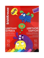 Набор цветной бумаги и картона А4 ErichKrause Jolly Friends, 20 листов, 10 цветов, 6 штук, на клею - Фото 5