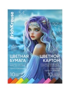 Набор цветной бумаги и картона А4 ErichKrause Aquamarine, 20 листов, 10 цветов, на клею - Фото 2