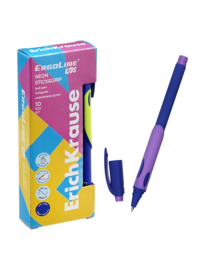 Ручка шариковая Erich Krause Ultra Glide ErgoLine Kids, узел 0.5 мм, синяя, для левшей