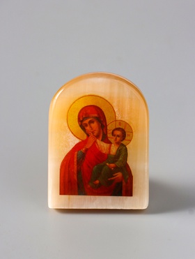 Икона Отрада и утешение икона Божией Матери, 6х4,5см, селенит