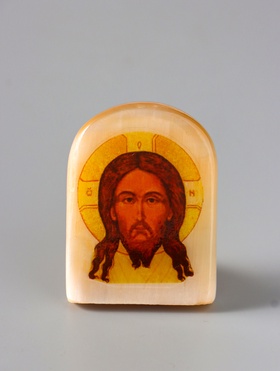 Икона Нерукотворный Образ Господа Иисуса Христа, 6х5см, селенит