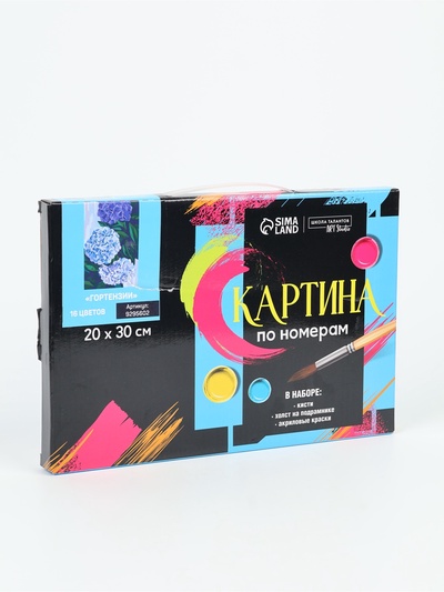 УЦЕНКА Картина по номерам на холсте с подрамником "Гортензии" 20*30 см