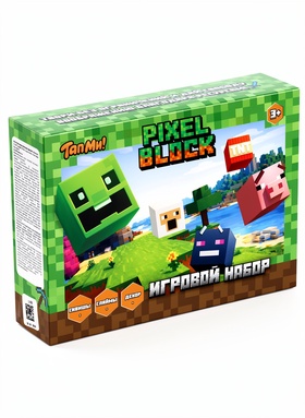 Набор игровой Slime. Pixel Block, сквиш, 2 слайма, декор