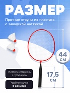 Набор для бадминтона ONLYTOP: 2 ракетки, 2 волана, красный - Фото 2