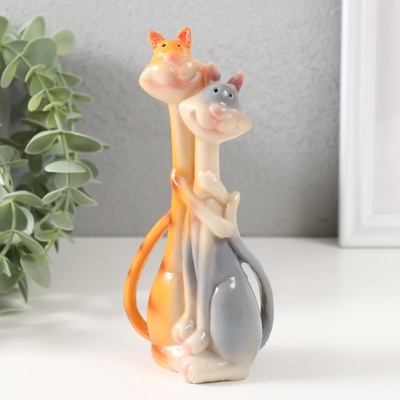 УЦЕНКА Сувенир полистоун обнимашки «Кот и кошка - полосатики» 16×7.8×5 см
