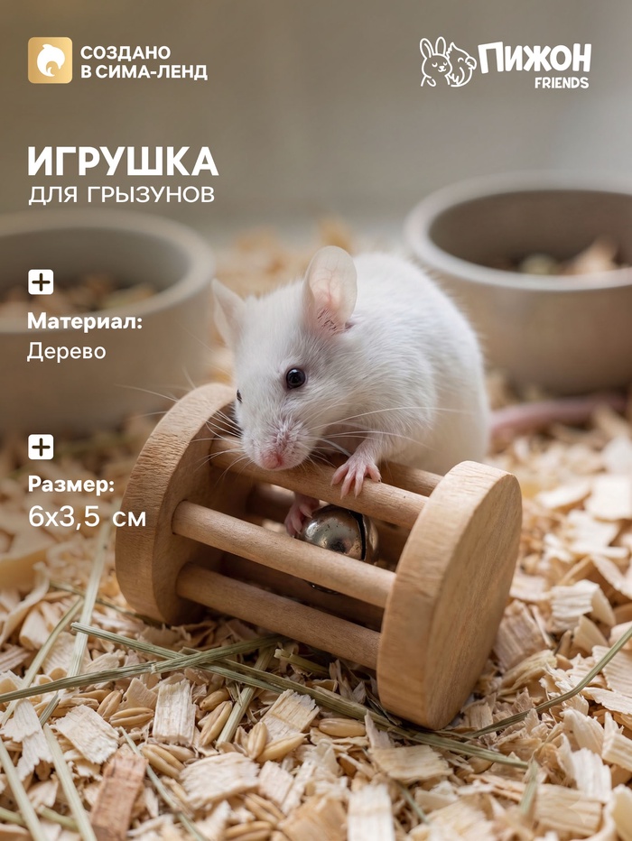 Игрушка для грызунов, погрызушка «Погремушка», 6×3.5 см - Фото 1