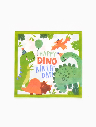 Салфетки бумажные «Dino birthday», 33х33 см, 20 шт