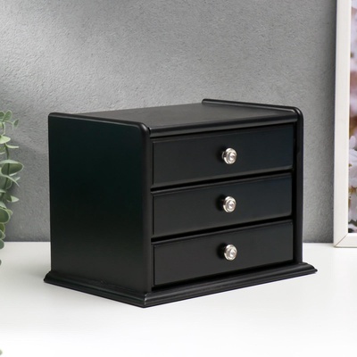 УЦЕНКА Шкатулка дерево «Комод с 2 ящиками» чёрный 21.5×14.5×16 см