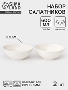 Салатники Тихорецкий фарфор «Премиум», набор 2 шт., 600 мл, d=17 см, белые - Фото 1