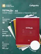 Набор тетрадей 18 листов в клетку «Однотонная классика», 10 штук, офсет + обложки 10 штук в подарок 11037116