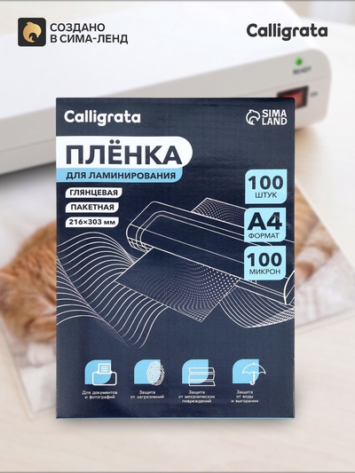 Пленка для ламинирования A4, 100 мкм 100 штук, глянцевая, 216×303 мм