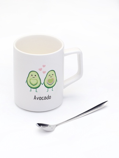 УЦЕНКА Кружка «Avocado» 360 мл. крышка, бамбук, ложка из нерж стали 11×8×10 см