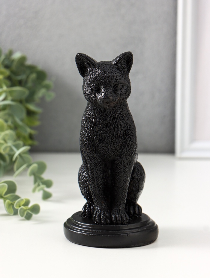 Подсвечник на 1 свечу «Кошка», полистоун, 17×10×8 см, чёрный