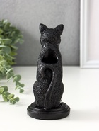 Подсвечник на 1 свечу «Кошка», полистоун, 17×10×8 см, чёрный 11010445