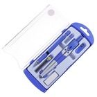 Готовальня, 6 предметов: циркуль, точилка, грифель, ластик, карандаш механический 0.5 мм, грифель НВ 0.5 мм, в пластиковом пенале - Фото 2