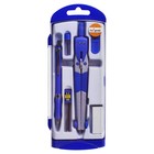 Готовальня, 6 предметов: циркуль, точилка, грифель, ластик, карандаш механический 0.5 мм, грифель НВ 0.5 мм, в пластиковом пенале - Фото 3