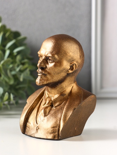 Бюст «Ленин В.И.», фигурка гипс, 12 см, под бронзу винтаж