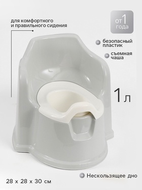 Горшок детский, серый, с белой съемной чашей  (артикул 11046142)  большой выбор товаров оптом и в розницу по низким ценам с доставкой
