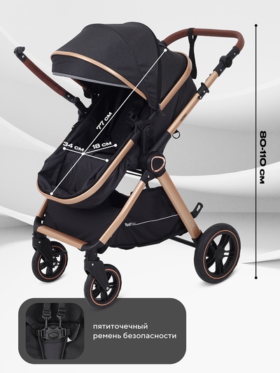 Коляска детская RANT basic "ROLLER GOLD" (2в1) RA161 черный