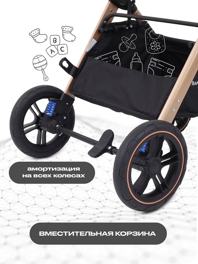 Коляска детская RANT basic "ROLLER GOLD" (2в1) RA161 черный
