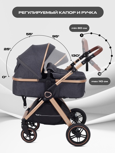 Коляска детская RANT basic "ROLLER GOLD" (2в1) RA161 серый