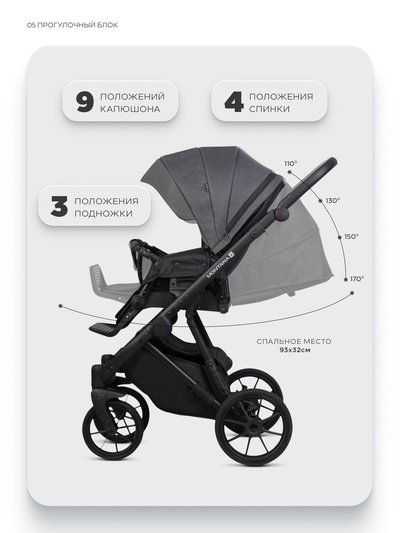 Коляска MONTANA X (2 в 1) (RIKO BASIC) 53 т. серый