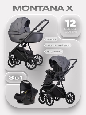 Коляска MONTANA X (3 в 1) (RIKO BASIC) 04 графит