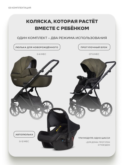 Коляска MONTANA X (3 в 1) (RIKO BASIC) 54 оливковый