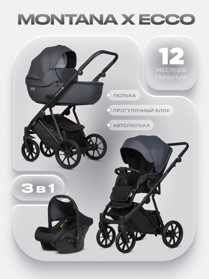 Коляска MONTANA X ECCO (3 в 1) (RIKO BASIC) 24 графит