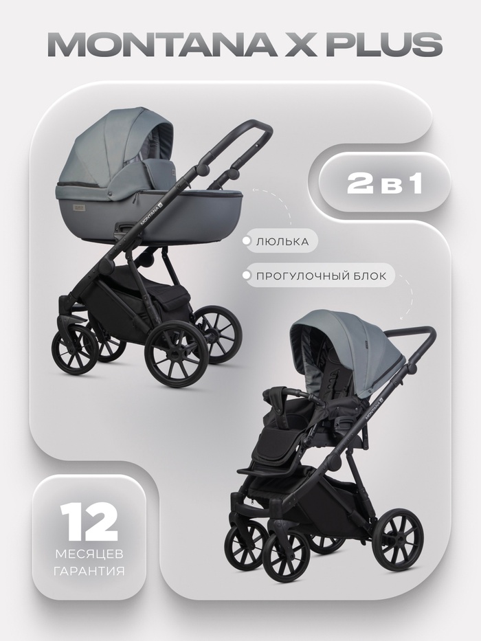 Коляска MONTANA X PLUS (2 в 1) (RIKO BASIC) 45 серый