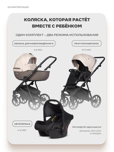 Коляска MONTANA X PLUS (3 в 1) (RIKO BASIC) 43 коричневый-бежевый