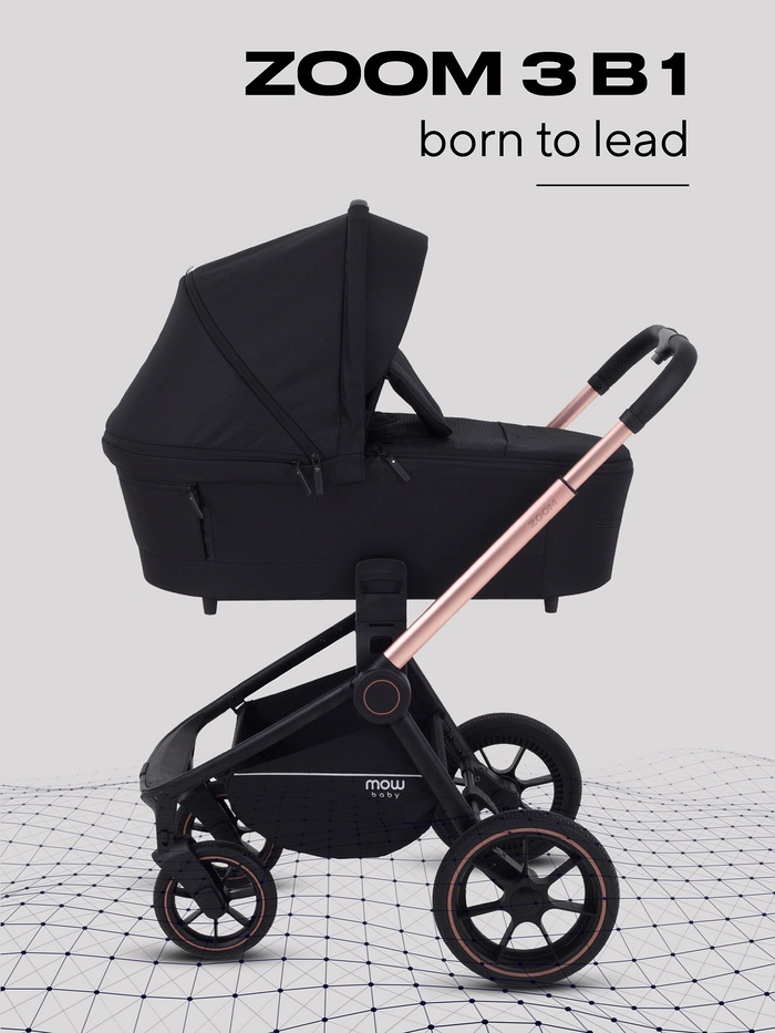 Коляска детская MOWBaby ZOOMPU (3в1) RA087 черный с золотом