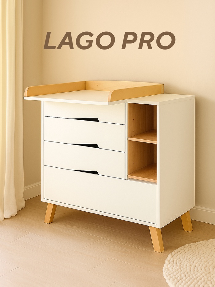 Комод RANT LAGO PRO с органайзером 80 см. 4 ящика (арт.124) небесно-белый