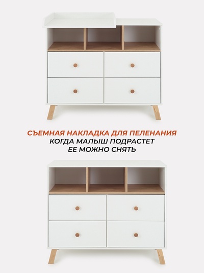 Комод RANT "VESTER" 100 см 4 ящика 3 отсека (арт.116) небесно-белый