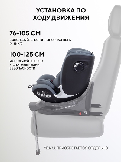 Автокресло RANT AY969 "ASTER MAX" (40-125см) графит без базы
