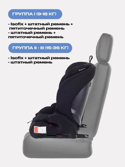 Автокресло RANT basic ZY27F "Apex" isofix группа 1-2-3 (9-36 кг) черный