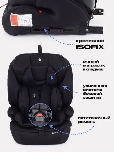 Автокресло RANT basic ZY27F "Apex" isofix группа 1-2-3 (9-36 кг) черный