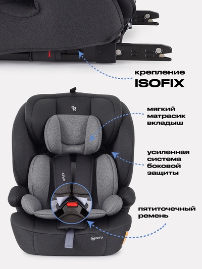 Автокресло RANT basic ZY27F "Apex" isofix группа 1-2-3 (9-36 кг) серый