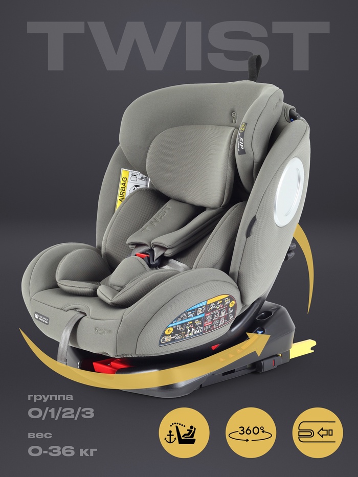 Автокресло RANT basic YC06 Twist Next isofix группа 0+-1-2-3 (0-36 кг) оливковый