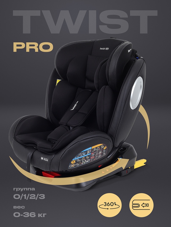 Автокресло RANT basic YC06 Twist pro isofix группа 0+-1-2-3 (0-36 кг) черный