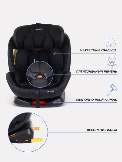 Автокресло RANT basic YC06 "Twist pro" isofix группа 0+-1-2-3 (0-36 кг) черный