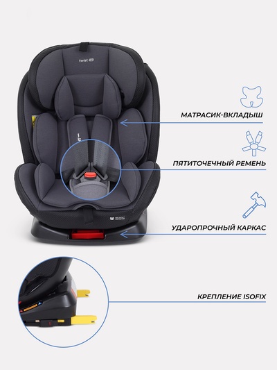 Автокресло RANT basic YC06 "Twist pro" isofix группа 0+-1-2-3 (0-36 кг) серый