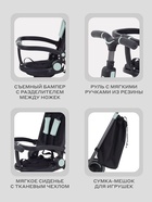 Велосипед детский трёхколёсный MOWBaby MC055 TRIXIE, трансформер, с родительской ручкой, диаметр колёс 8" и 7", чёрный, зелёный - Фото 11