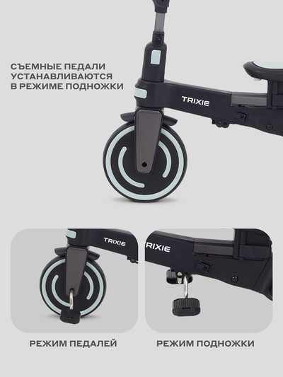 Велосипед детский трёхколёсный MOWBaby MC055 "TRIXIE" черный/зеленый