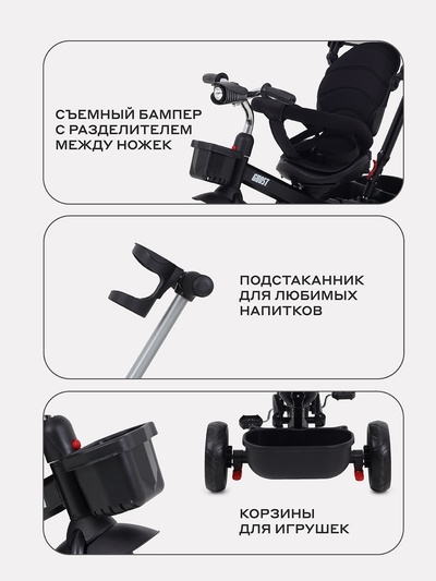 Велосипед детский трёхколёсный RANT basic RB250 "GHOST" черный