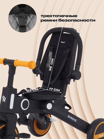 Велосипед детский трёхколёсный RANT RB202 "BIRDIE" графит