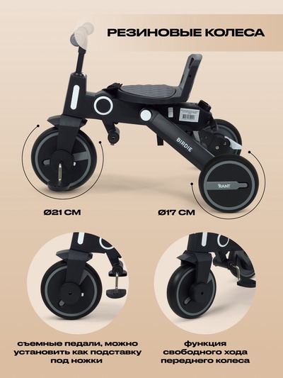Велосипед детский трёхколёсный RANT RB202 "BIRDIE" серый
