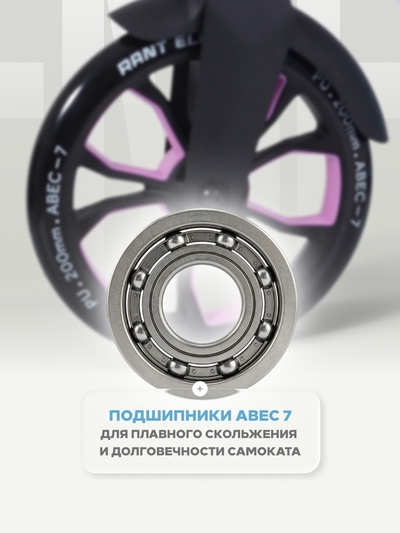 Самокат детский двухколесный RANT Element PRO, колёса PU 200 мм, ABEC 7, розово-голубой